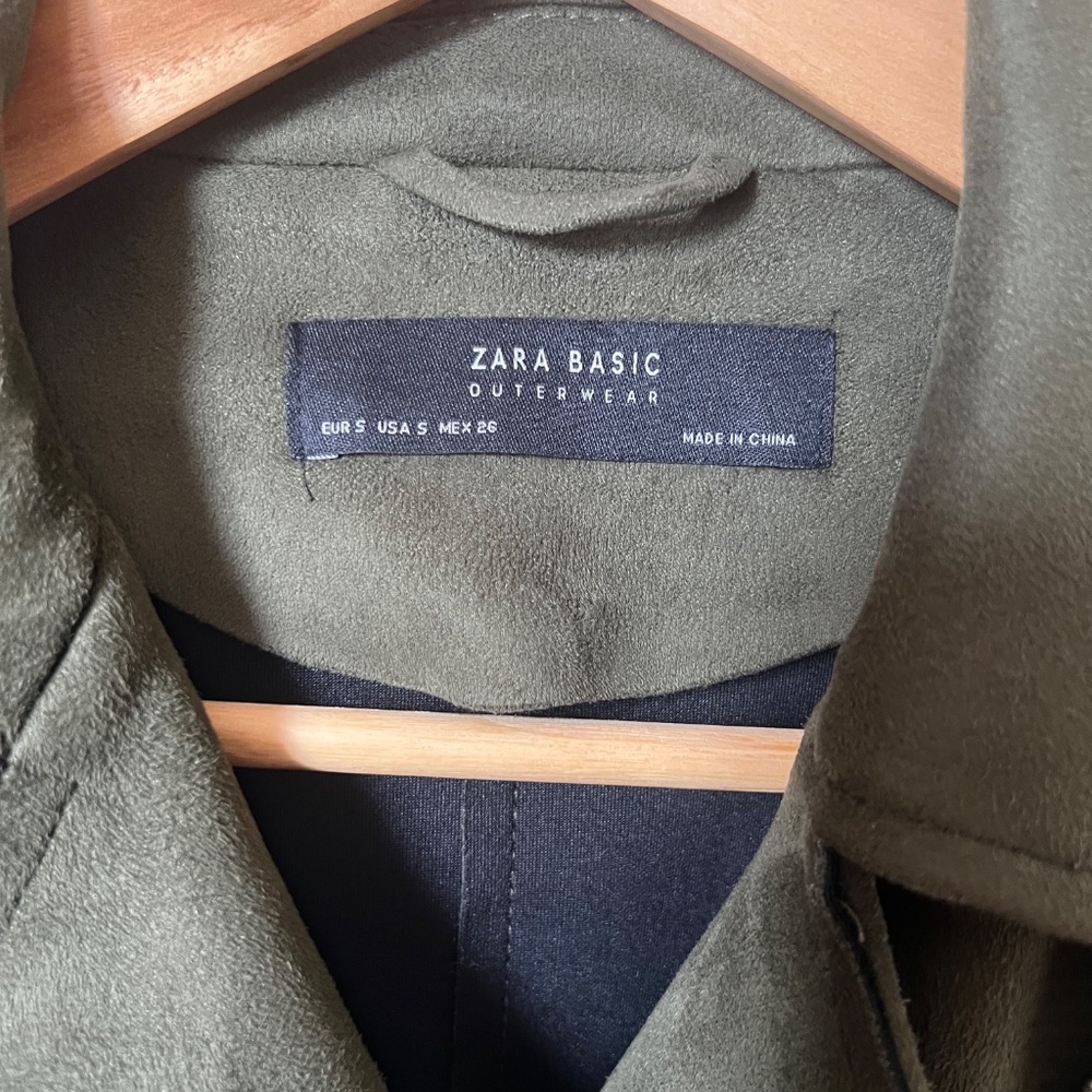 Zara Olive Green Cropped Moto Jacket - Picture 7 of 7